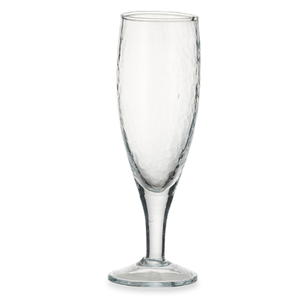 Nkuku Yala Hammered Champagne Glass Clear Glass